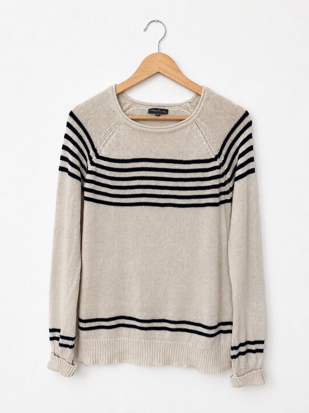 Market & Spruce 100% Cotton Striped Knit Sweater M Coastal Preppy